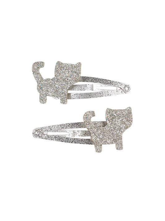 Katzen silber Haarspangen