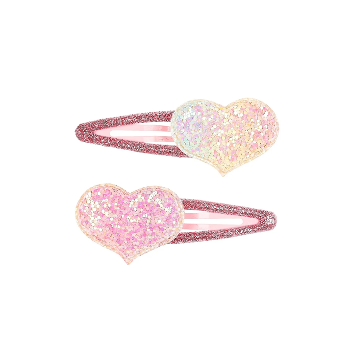 Herz Haarspangen Glitzer pastell