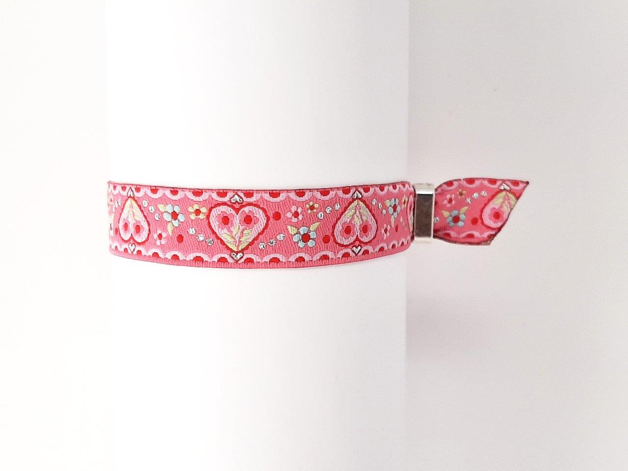 Einlassband Herzen Glitzer rosa