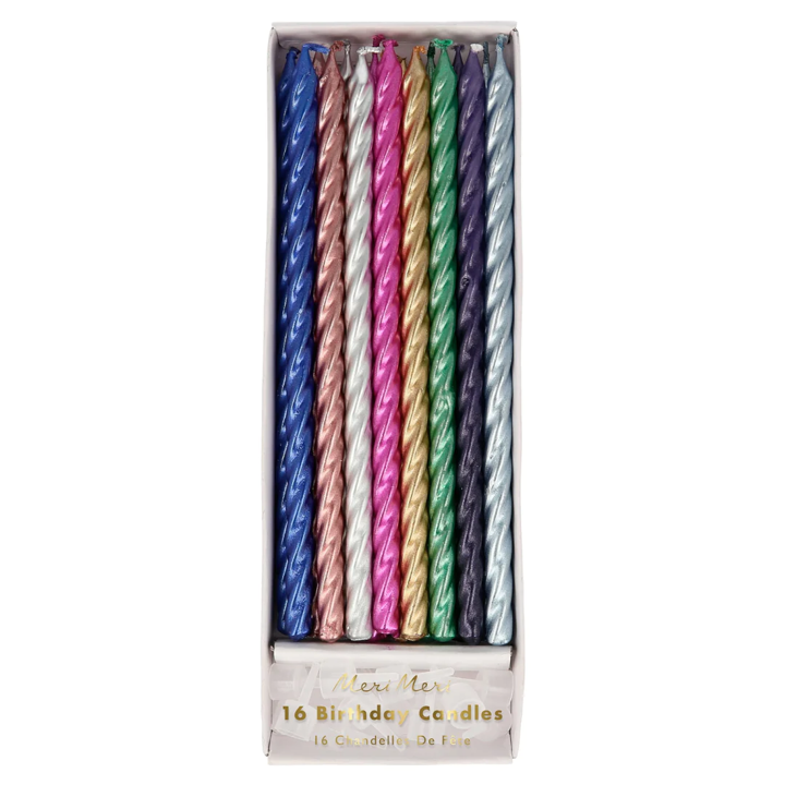 Kerzen lang bunt metallic