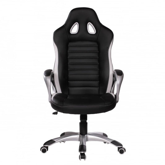 Bürostuhl SPA Leder Optik Schwarz Gaming Chefsessel mit Armlehne gepolstert 110 kg Sport-Sitz Drehstuhl Kopfstütze Race Schreibtischstuhl Gamer Design Modern Drehsessel Racing