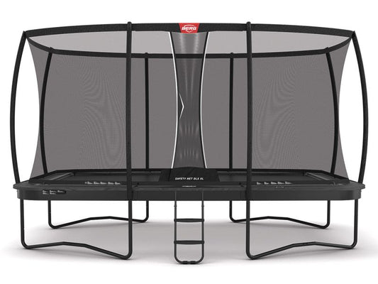 BERG Trampolin Ultim Elite Regular 500 Grey mit AirFlow Pro inkl. Sicherheitsnetz Deluxe XL und Leiter