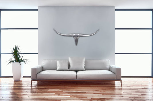 Deko Geweih Bull M WL1.245 Silber 100 cm Aluminium Design Hörner
