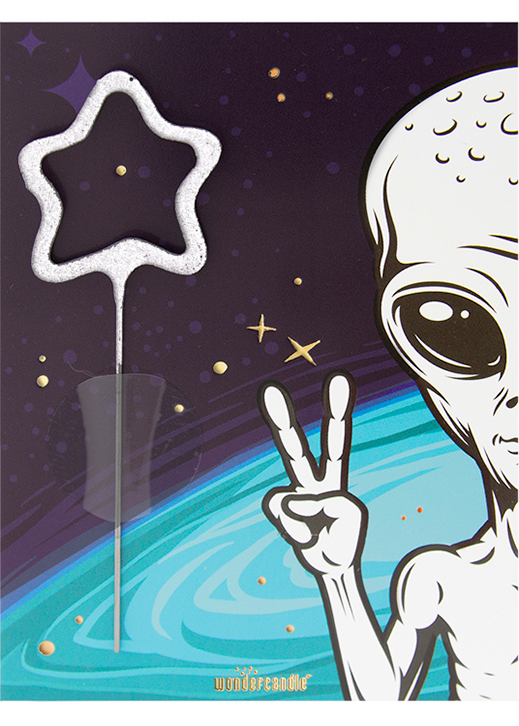 Alien Mini Wunderkerze auf Karte
