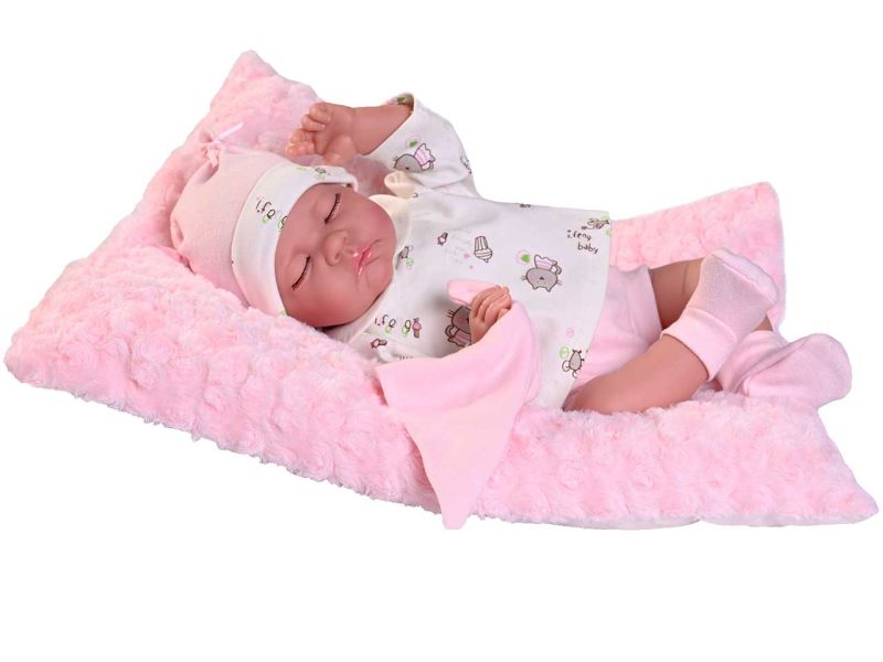 Antonio Juan Babypuppe »Recién Nacida Luna« schlafend mit Kissen