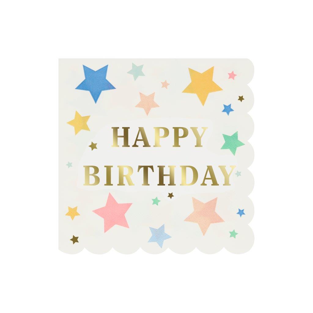 Happy Birthday Stars Servietten gross