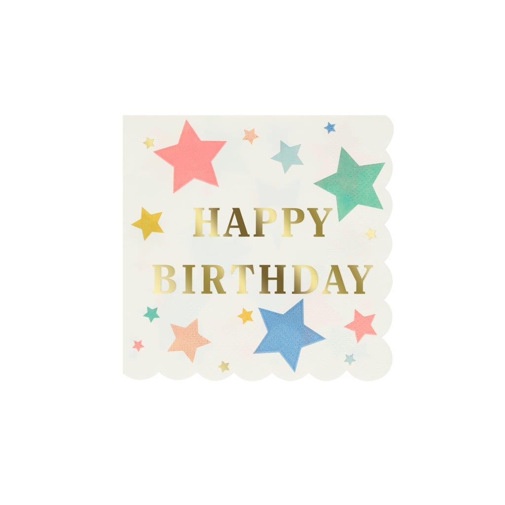 Happy Birthday Stars Servietten klein
