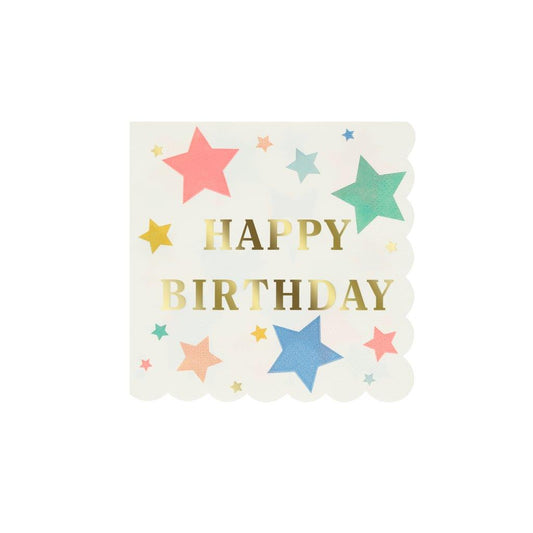 Happy Birthday Stars Servietten klein