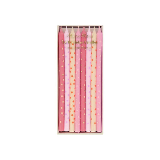 Kerzen lang Sterne pink
