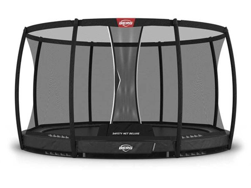BERG Trampolin Champion InGround 380 Grey mit AirFlow Pro inkl. Sicherheitsnetz Deluxe