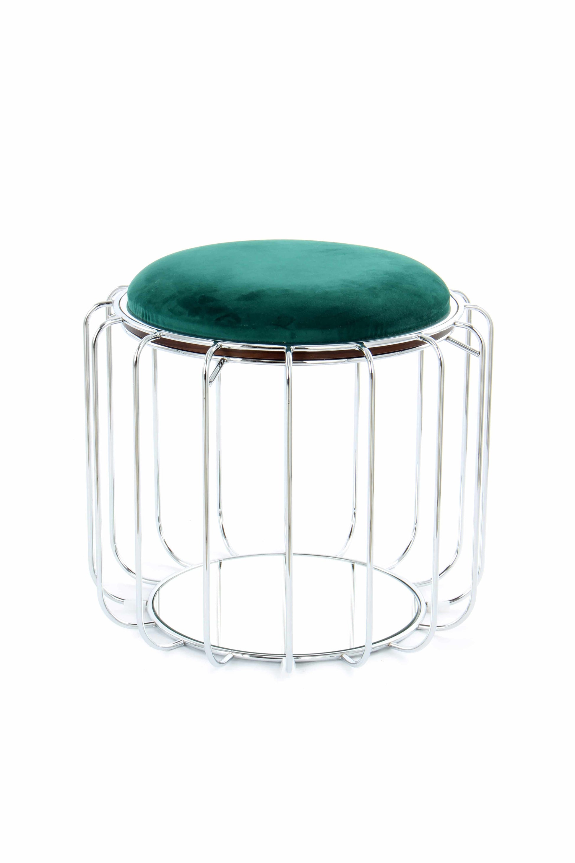 Beistelltisch / Pouf Comfortable 110 Dunkelgrün / Silber