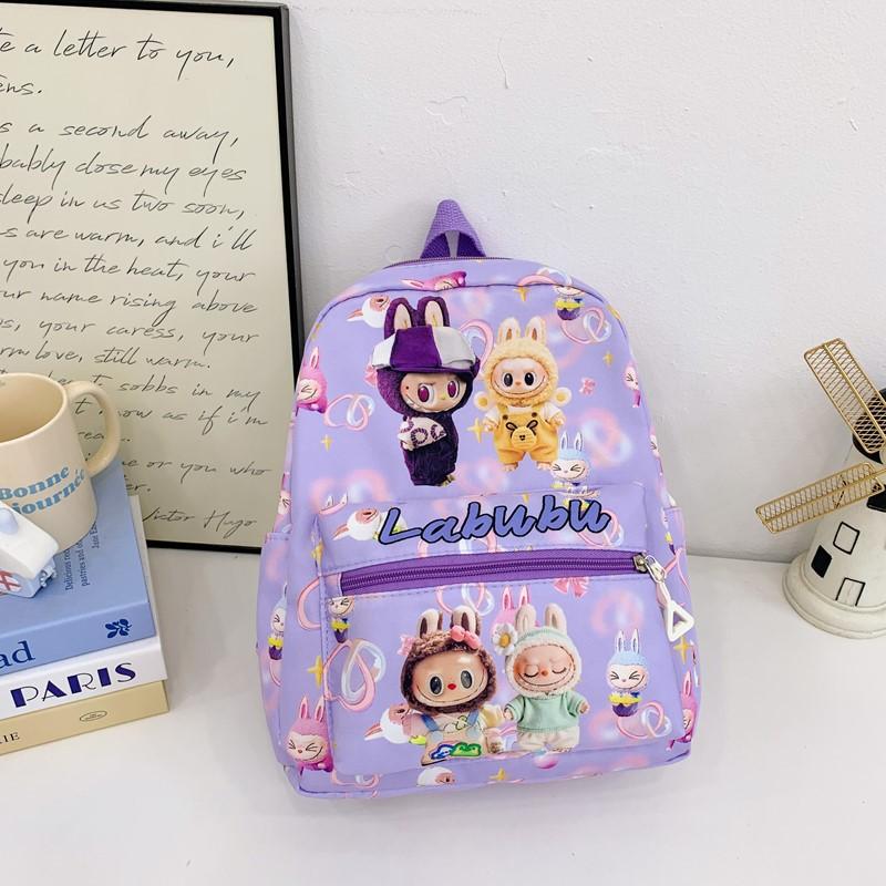 Schultasche Rucksack Großvolumige Kindertasche LABUBU Grundschulrucksack Mädchen Junge Schulrucksack violett