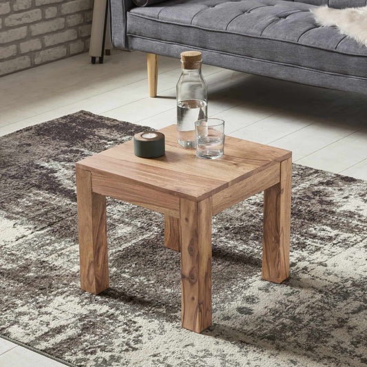 Couchtisch Massiv-Holz Akazie 45 cm breit Wohnzimmer-Tisch Design braun Landhaus-Stil Beistelltisch Natur-Produkt Wohnzimmermöbel Unikat modern Massivholzmöbel Echtholz quadratisch