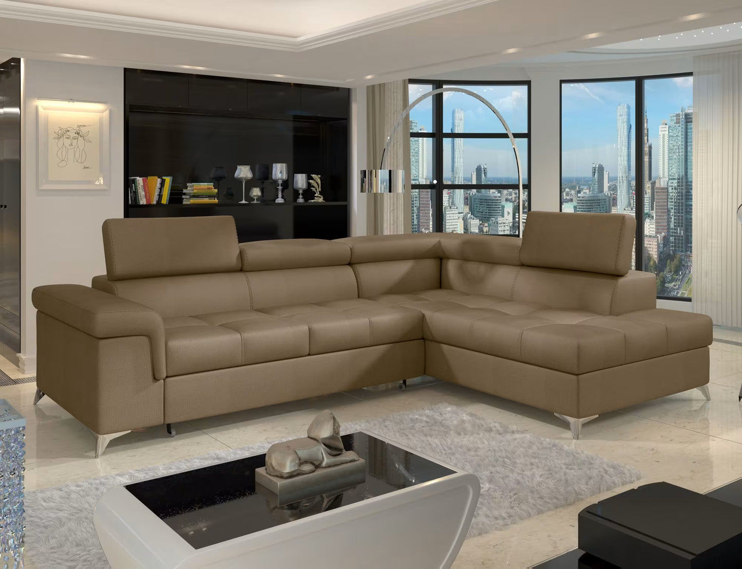 Verendio Ecksofa mit Schlaffunktion – Großzügige Sitz- und Liegefläche, pflegeleichter Monolith-Stoff, integrierter Stauraum und flexible Farbwahl