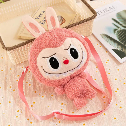 30cm Cartoon Labubu Schulter Niedliche Puppe Umhängetasche Monster Outdoor Reisetasche Weihnachtsgeschenk rosa