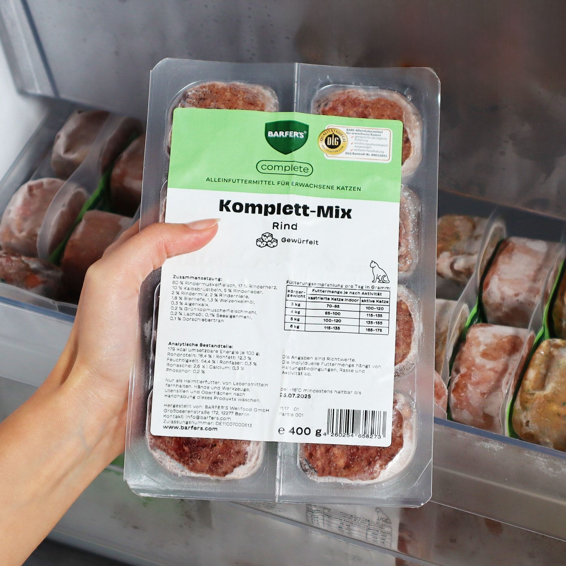 BARFER'S COMPLETE  - Würfel: Komplett-Mix Rind für Katzen