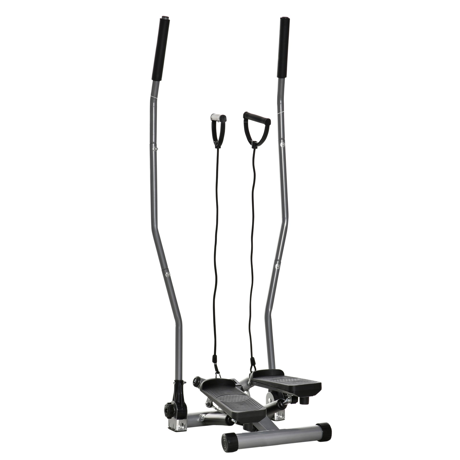HOMCOM Stepper mit Griffen und Extensoren Fitnessgerät mit LCD-Display aus Stahl ABS 54 x 40 x 135 cm Schwarz und Silber   Aosom