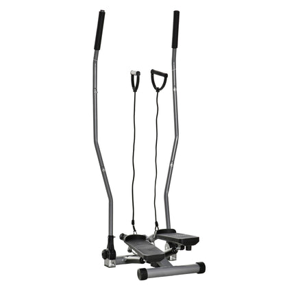 HOMCOM Stepper mit Griffen und Extensoren Fitnessgerät mit LCD-Display aus Stahl ABS 54 x 40 x 135 cm Schwarz und Silber   Aosom