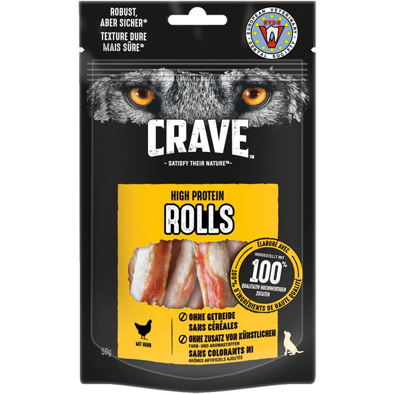 Crave Dog Snack High Protein Rolls 8x50g