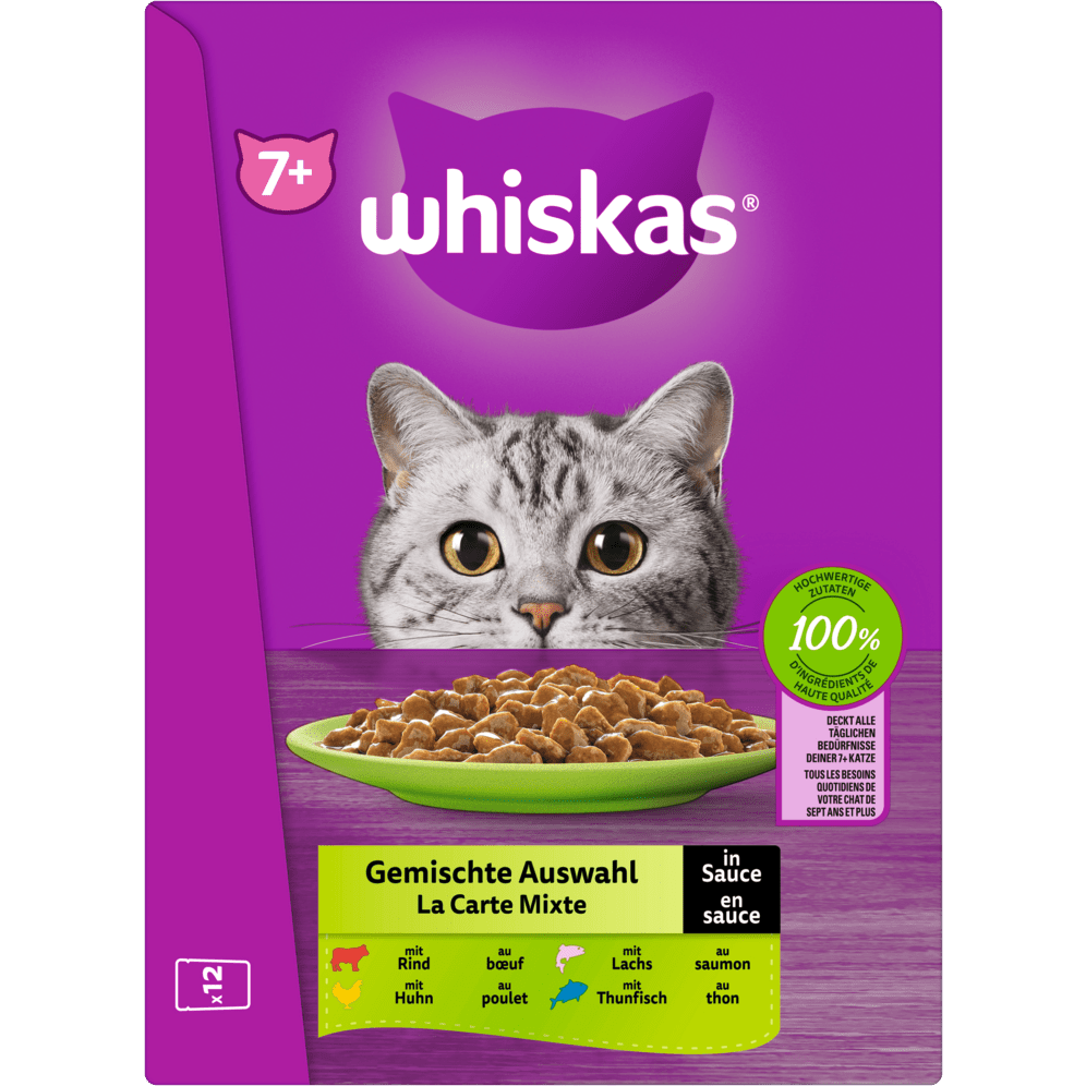 Whiskas 7+ Gemischt Auswahl Sauce 12x85g 4er Pack