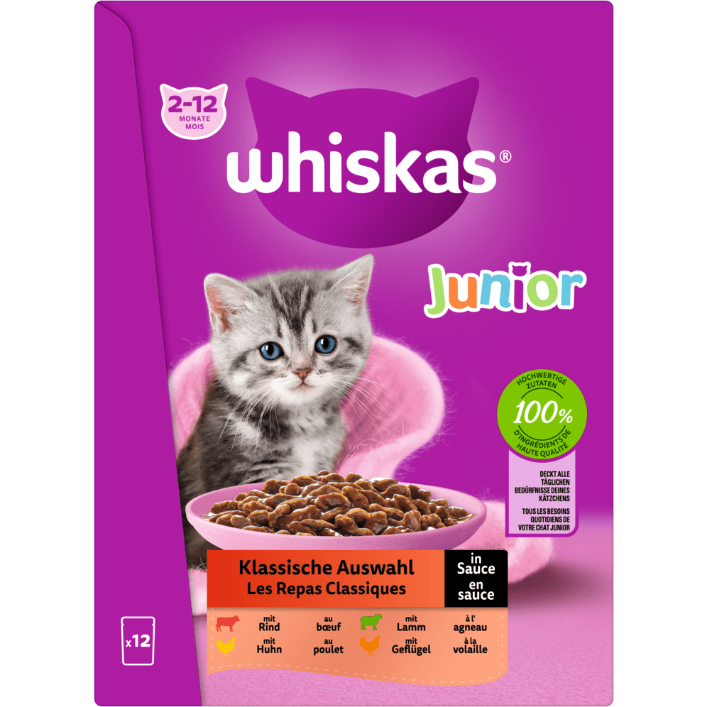 Whiskas Jun. Kla. Auswahl Sauce 12x85g 4er Pack