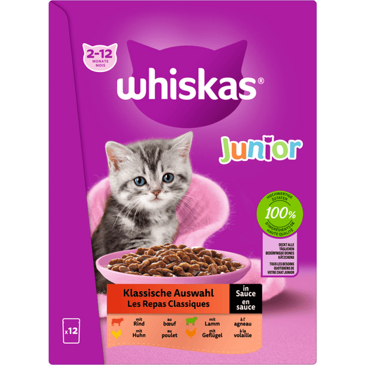 Whiskas Jun. Kla. Auswahl Sauce 12x85g 4er Pack