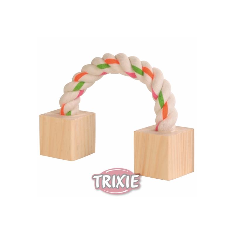Trixie Baumwollspielseil mit Holz, Kleintiere