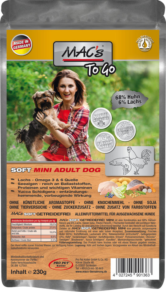 MAC's DOG Trockenfutter Soft "to go" Mini Huhn & Lachs 230g