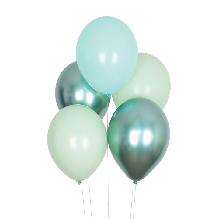 Luftballonmischung pastell grün metallic