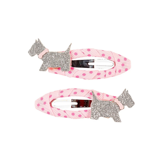 Hunde Haarspangen rosa-silber
