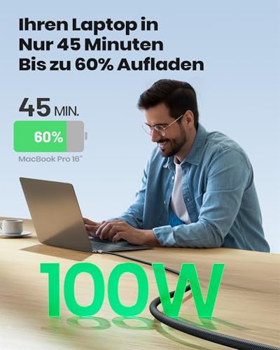 INIU USB C Kabel, 2m - 100W Power - Für Smartphones, Tablets & MacBooks (Notebooks)