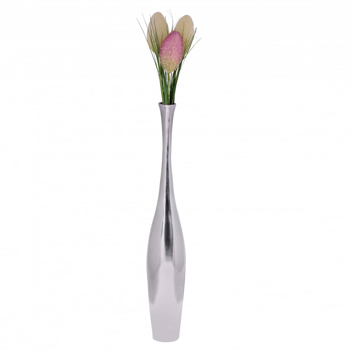 Deko Vase groß BOTTLE S Aluminium modern mit 1 Öffnung in Silber