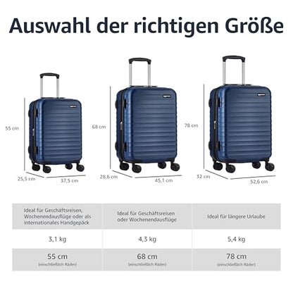 Amazon Basics Hartschalen Kofferset - 3-teiliges Set (55, 68, 78 cm)