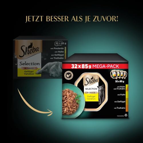 SHEBA Adult Katzenfutter nass - 32x85g Schalen - Geflügel in Sauce - Großpackung