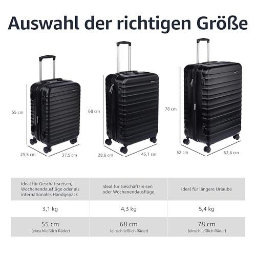 Amazon Basics Hartschalen Kofferset - 3-teiliges Set (55, 68, 78 cm)