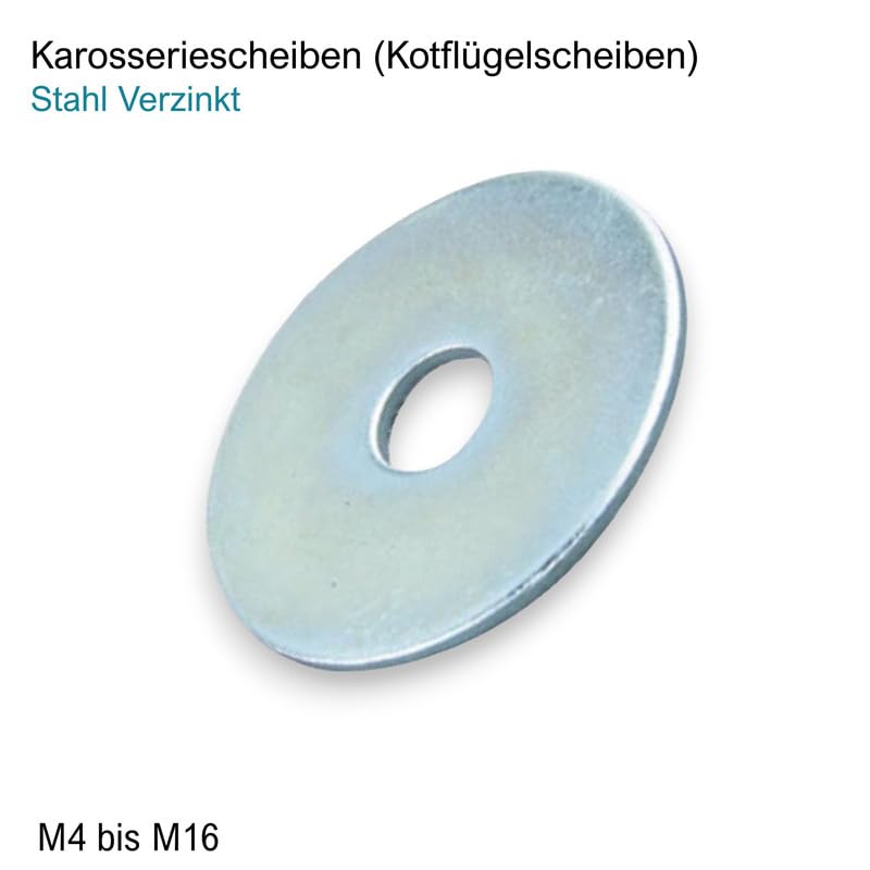 Karosseriescheiben Verzinkt Stahl - Kotflügelscheiben - Beilagscheiben - Unterlegscheiben (Große: M6 [6,4 IØ x 25 AØ x 1,0] Menge: 10 St.)