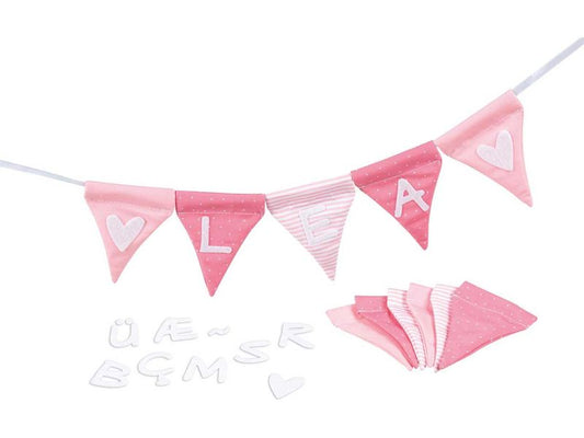 goki Buchstaben-Wimpelkette, rosa, mit 10 Wimpeln