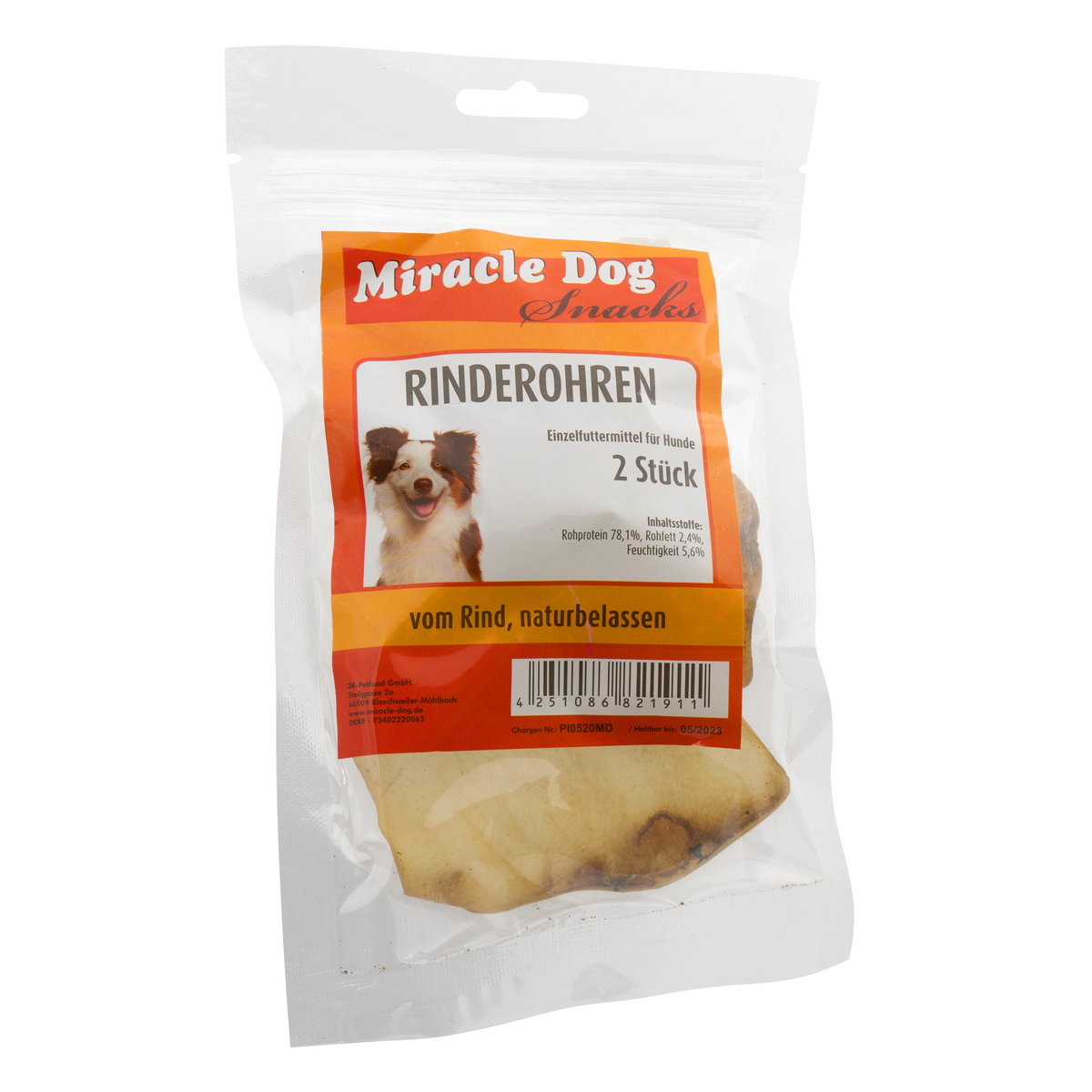 Miracle Dog Rinderohren getrocknet 2 Stück - 50er Pack