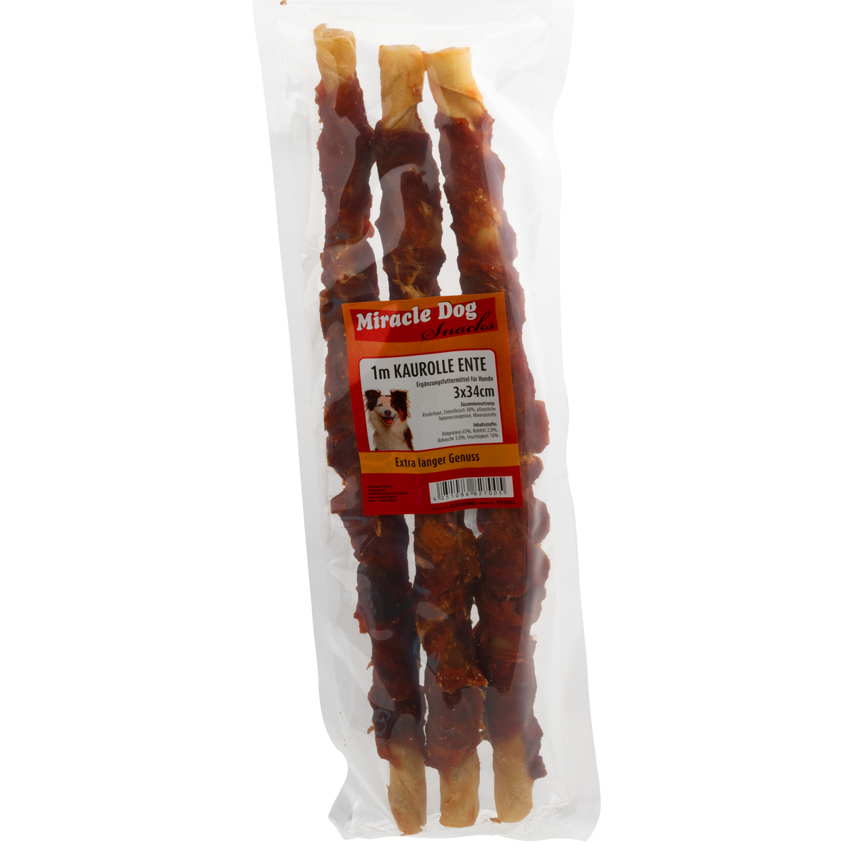 Miracle Dog 1m Kaurolle Ente 34cm - 3 Stück - 8er Pack