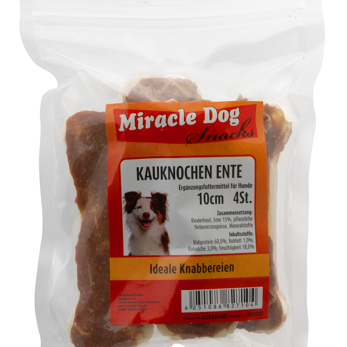 Miracle Dog Kauknochen Ente 10cm - 4 Stück - 16er Pack