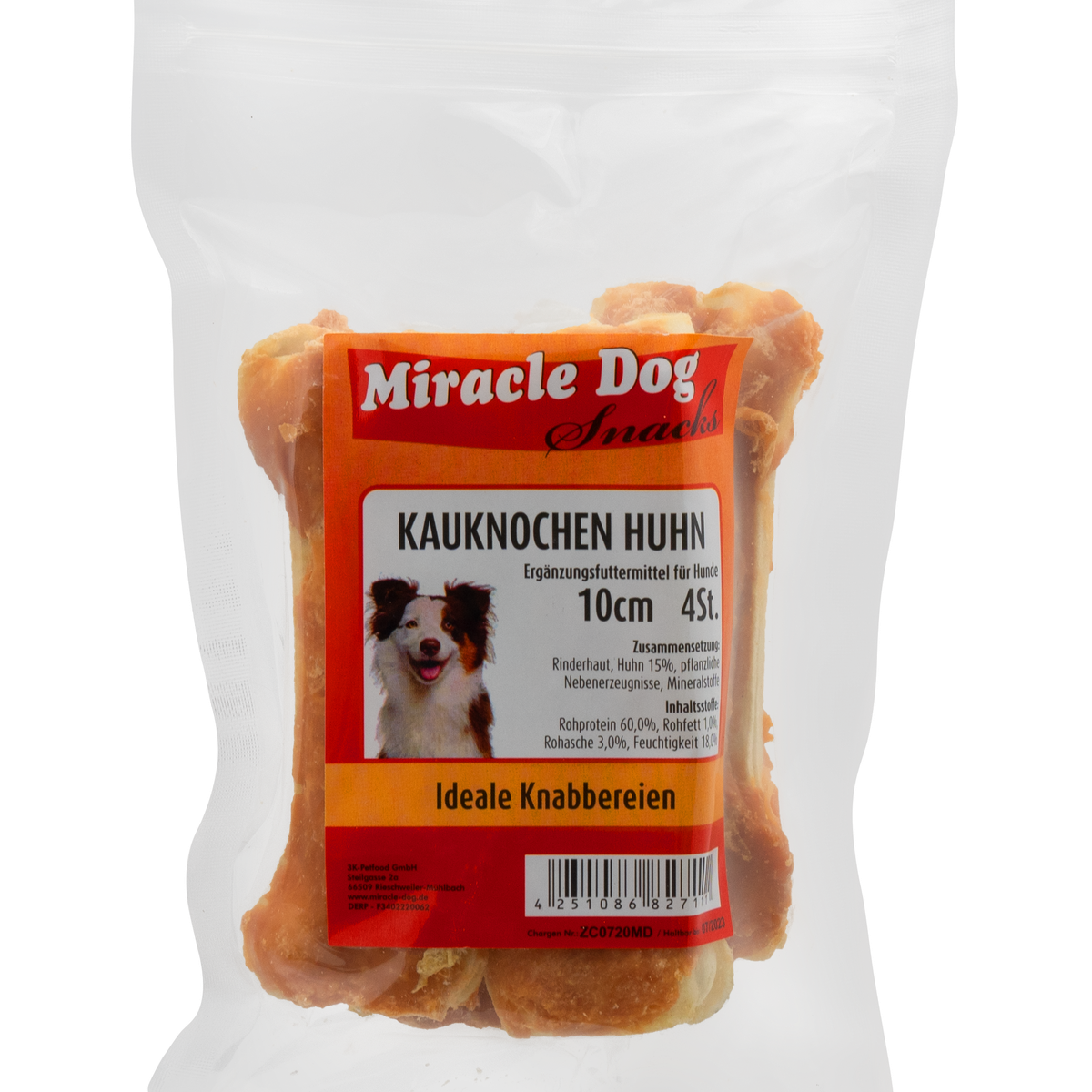 Miracle Dog Kauknochen Huhn 10cm - 4 Stück - 16er Pack