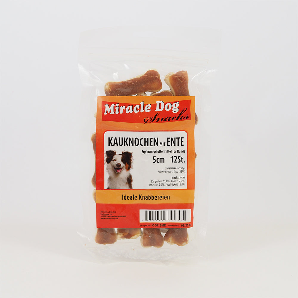 Miracle Dog Kauknochen Ente 5cm - 12 Stück - 8er Pack