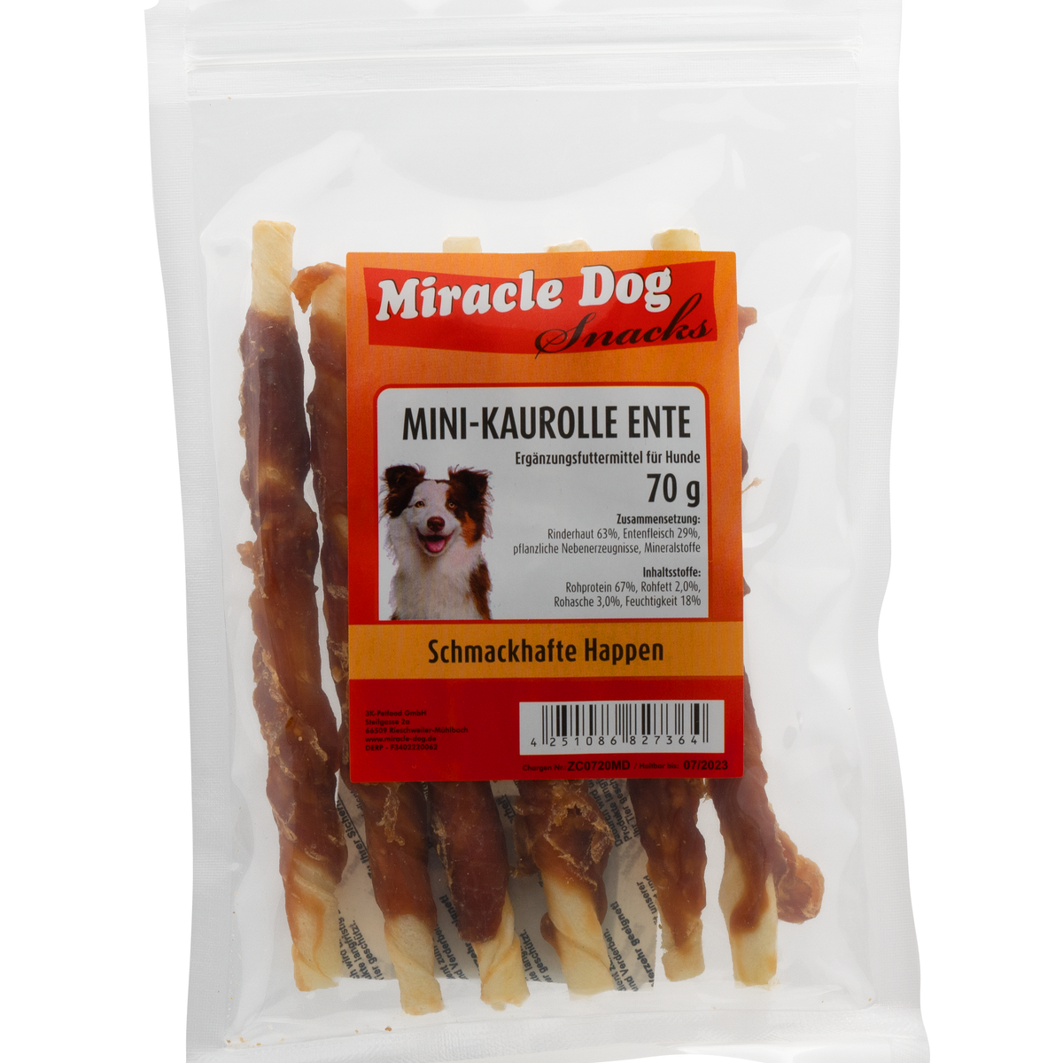 Miracle Dog MINI-Kaurolle Ente 70g - 24er Pack