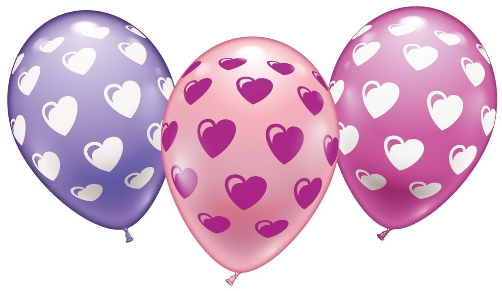 Ballons bunte Herzen (6 Stück)