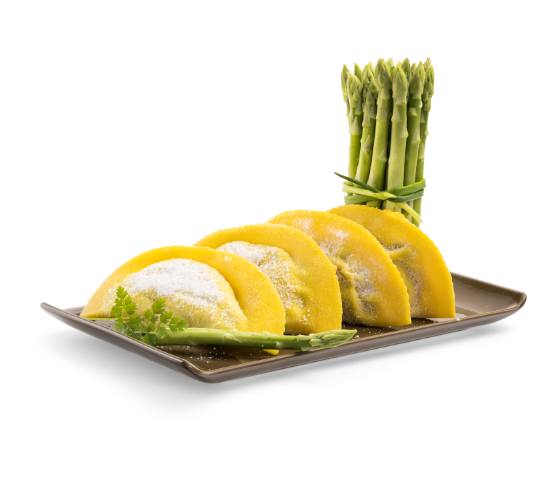 Ravioli mit grünem Spargel und Ricotta