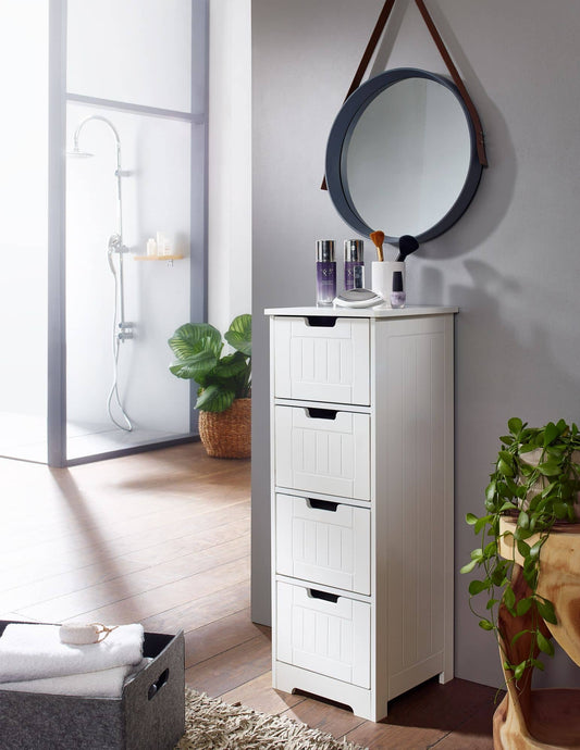 Design Badschrank PATTI Landhaus-Stil MDF-Holz 30 x 83 x 30 cm weiß