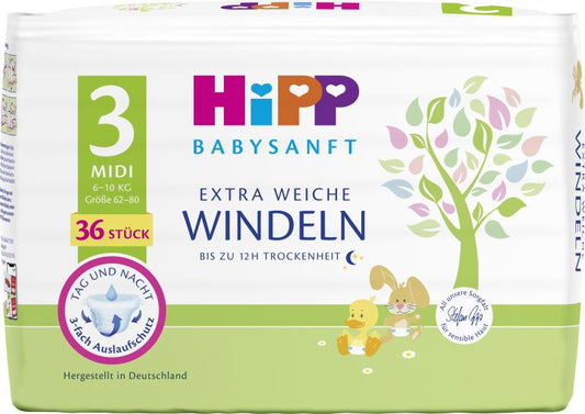 Hipp Babysanft Extra Weiche Windeln Baby Größe 3 - Midi 6-10kg