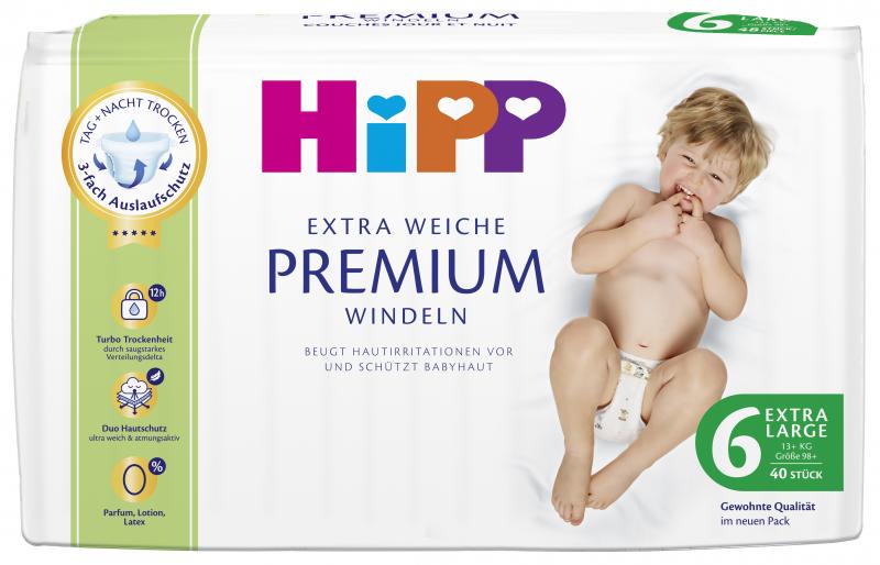 Hipp Extra Weiche Premium Windeln Größe 6 Extra Large 13+kg