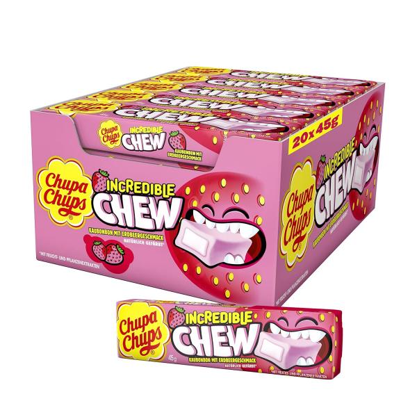 Chupa Chups Incredible Chew Kaubonbon Erdbeergeschmack