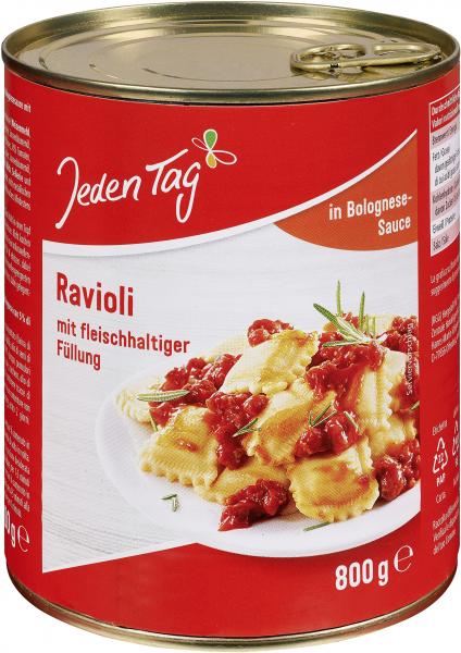 Jeden Tag Ravioli in Bolognesesauce